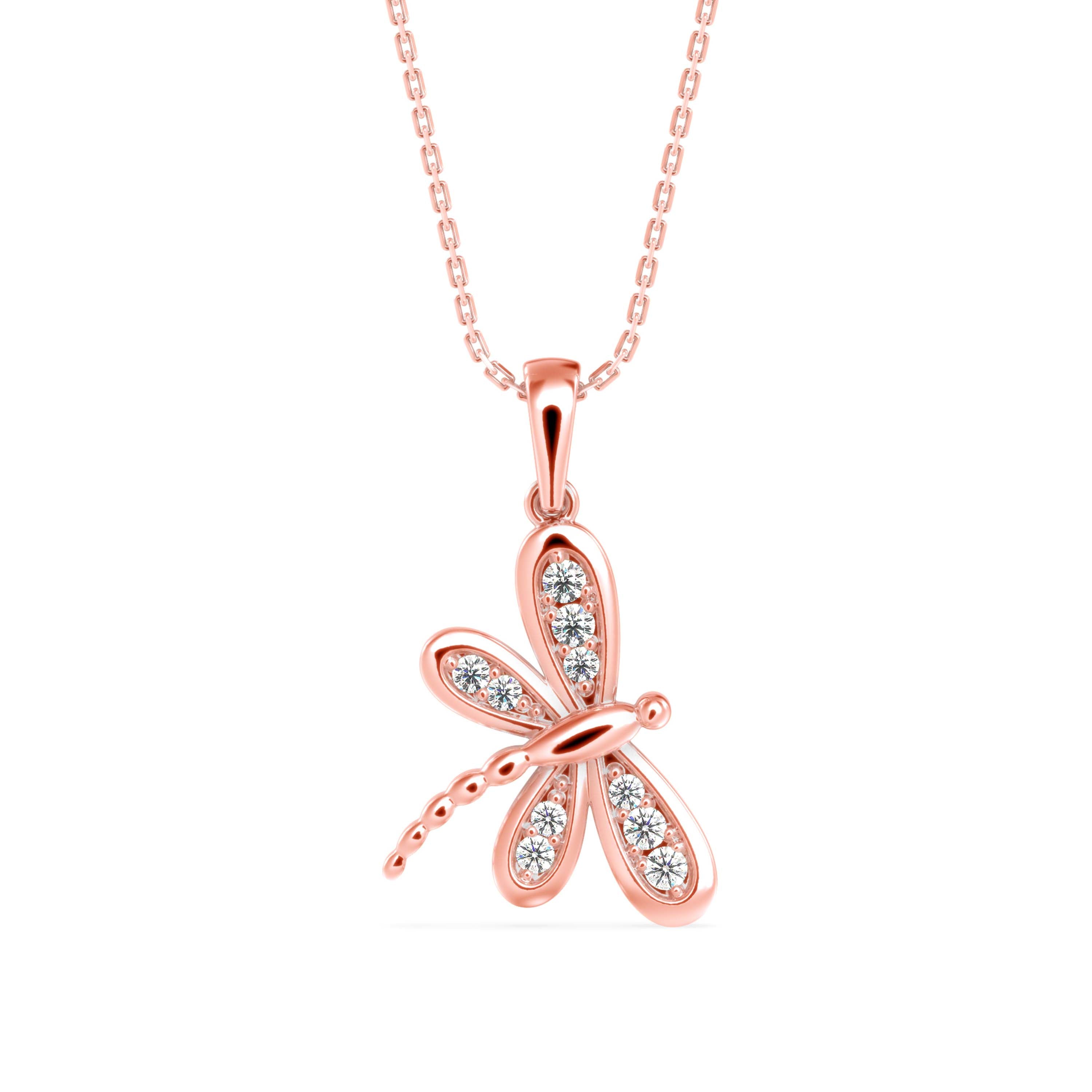 TASA Golden Grace Dragonfly Diamond Pendant - 1213