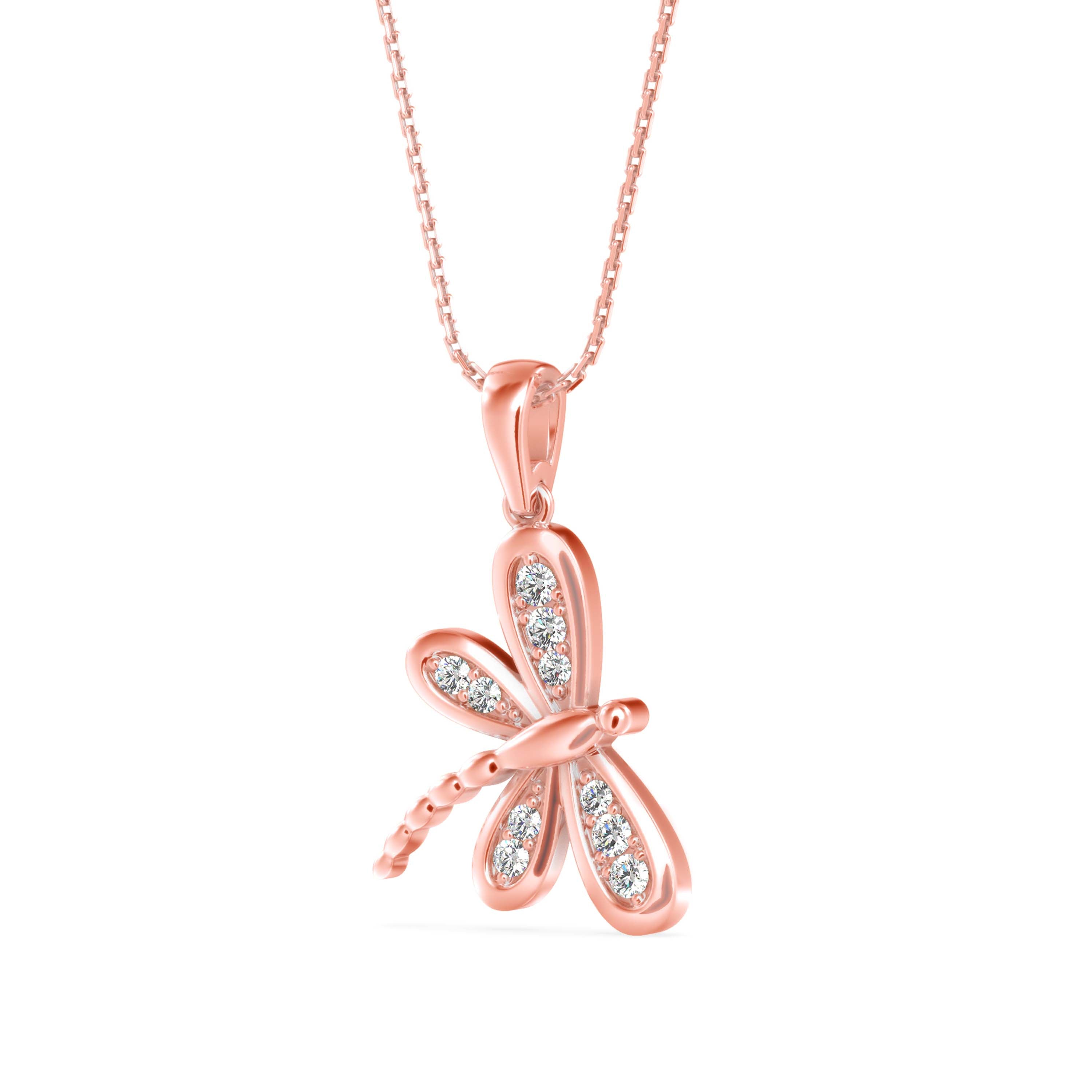 TASA Golden Grace Dragonfly Diamond Pendant - 1213