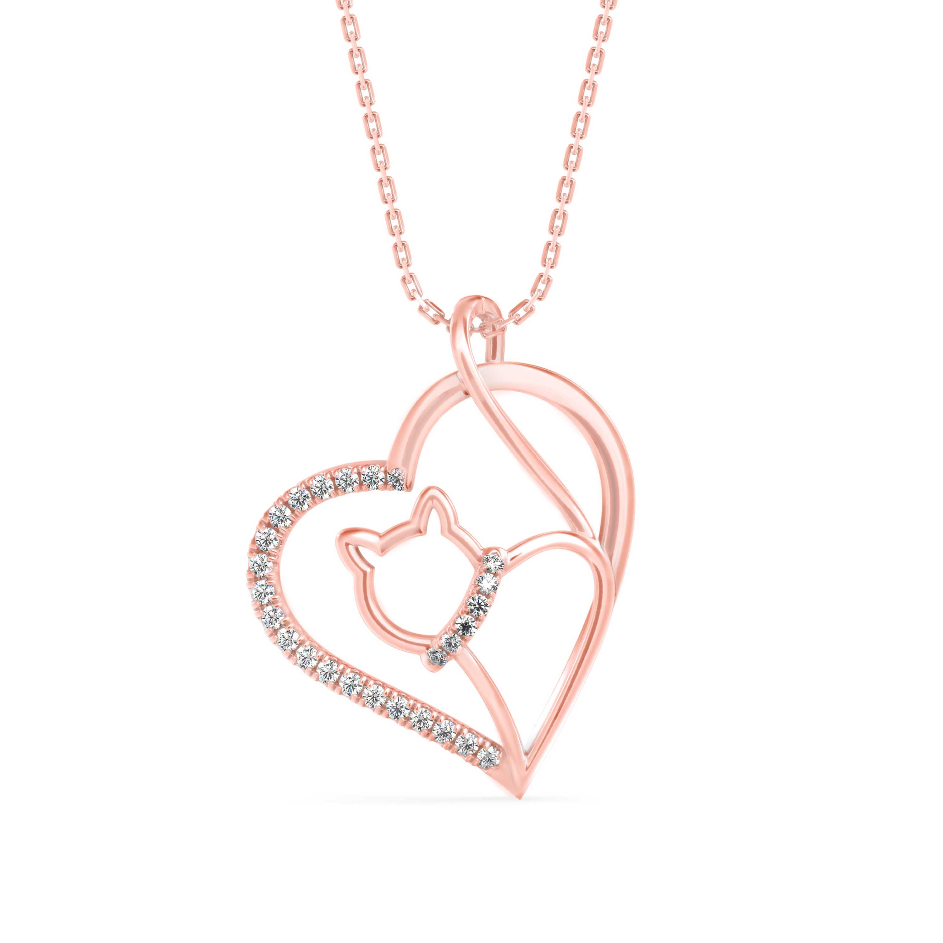 Pawfect Love Cat Diamond Pendant - 1275