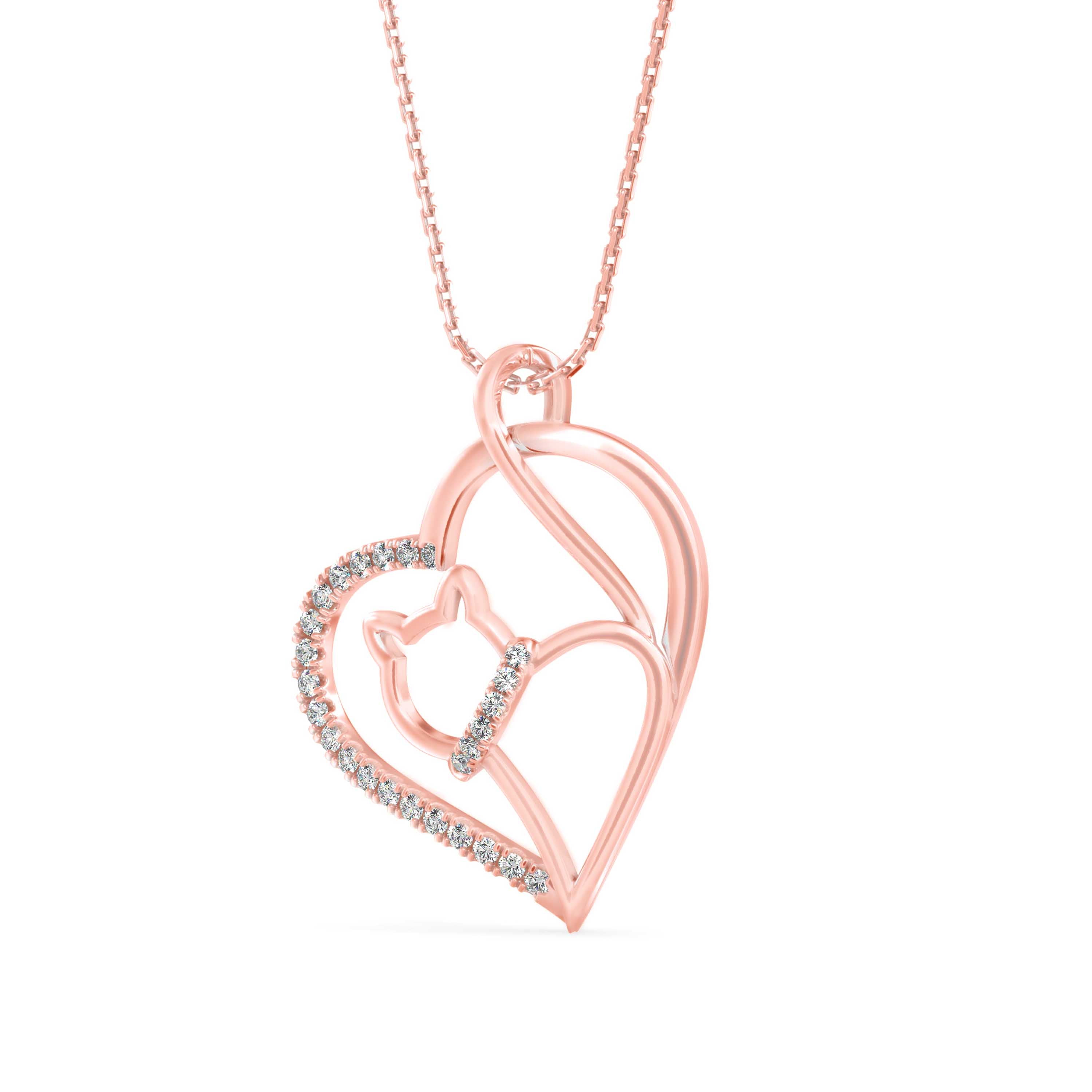 Pawfect Love Cat Diamond Pendant - 1275