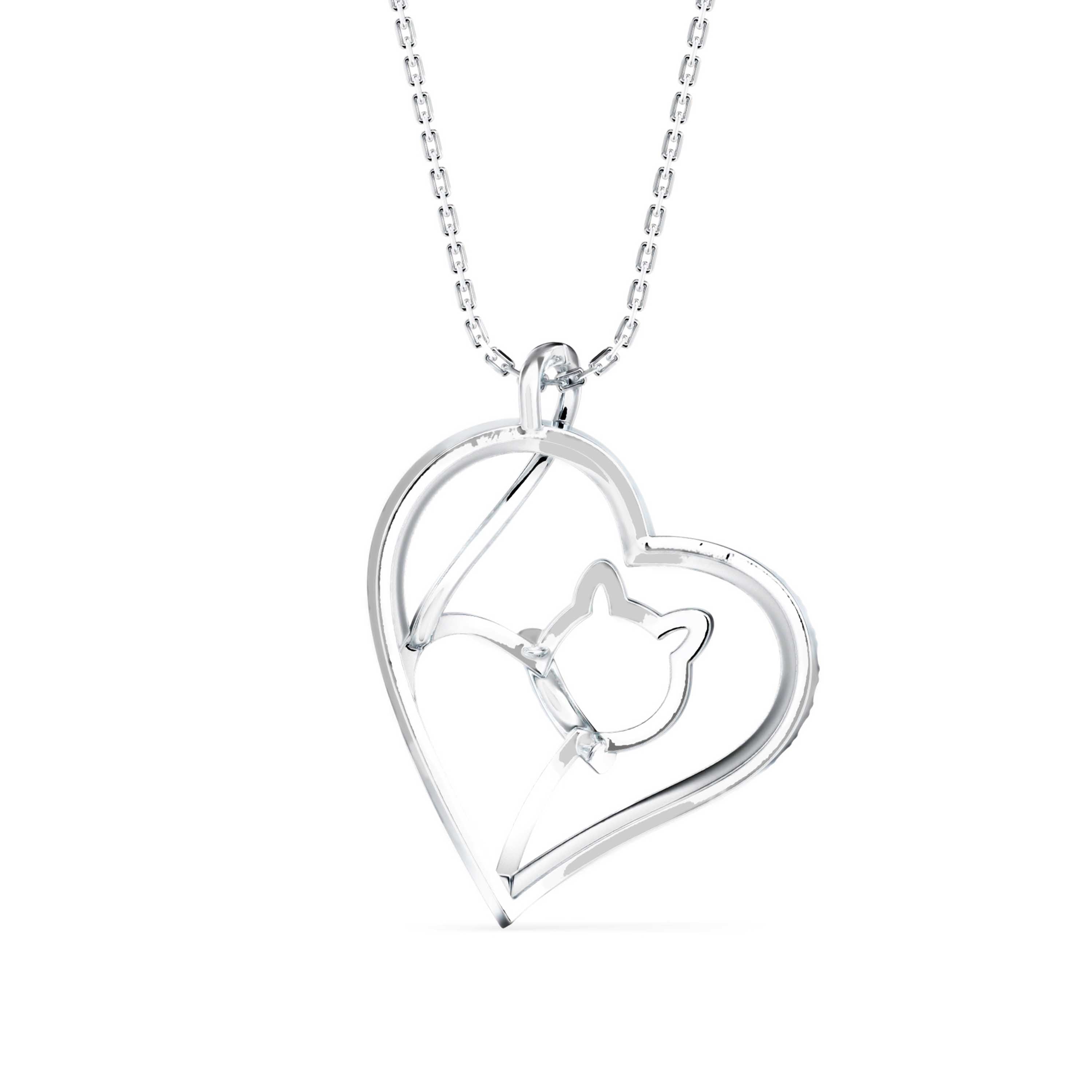 Pawfect Love Cat Diamond Pendant - 1275