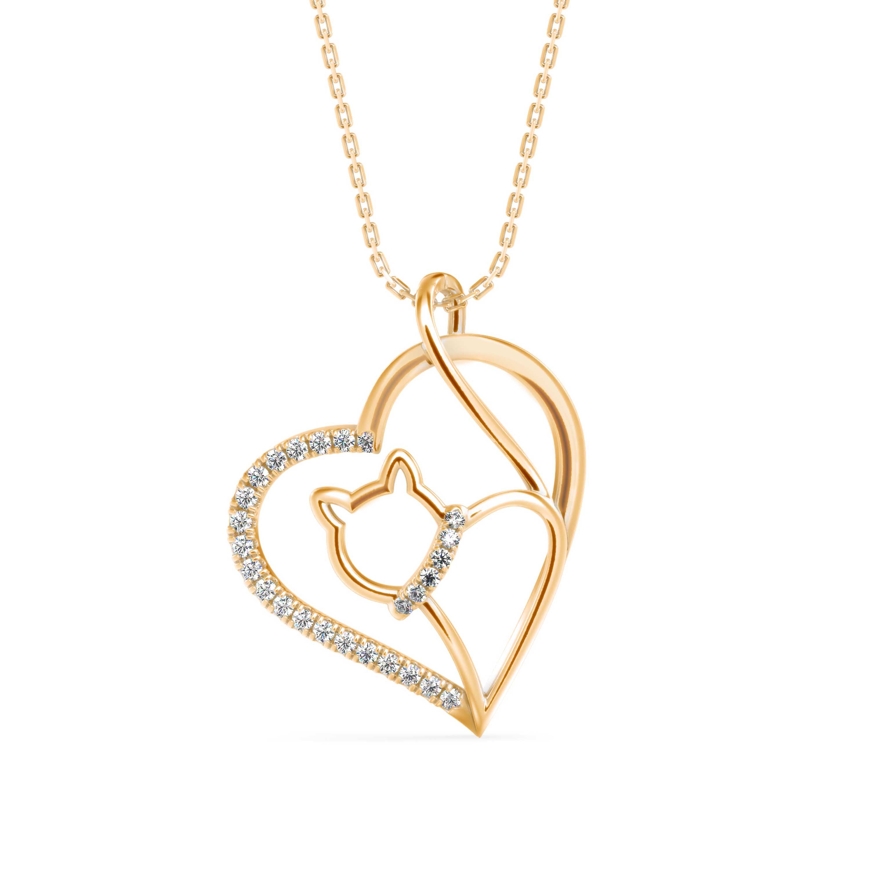 Pawfect Love Cat Diamond Pendant - 1275
