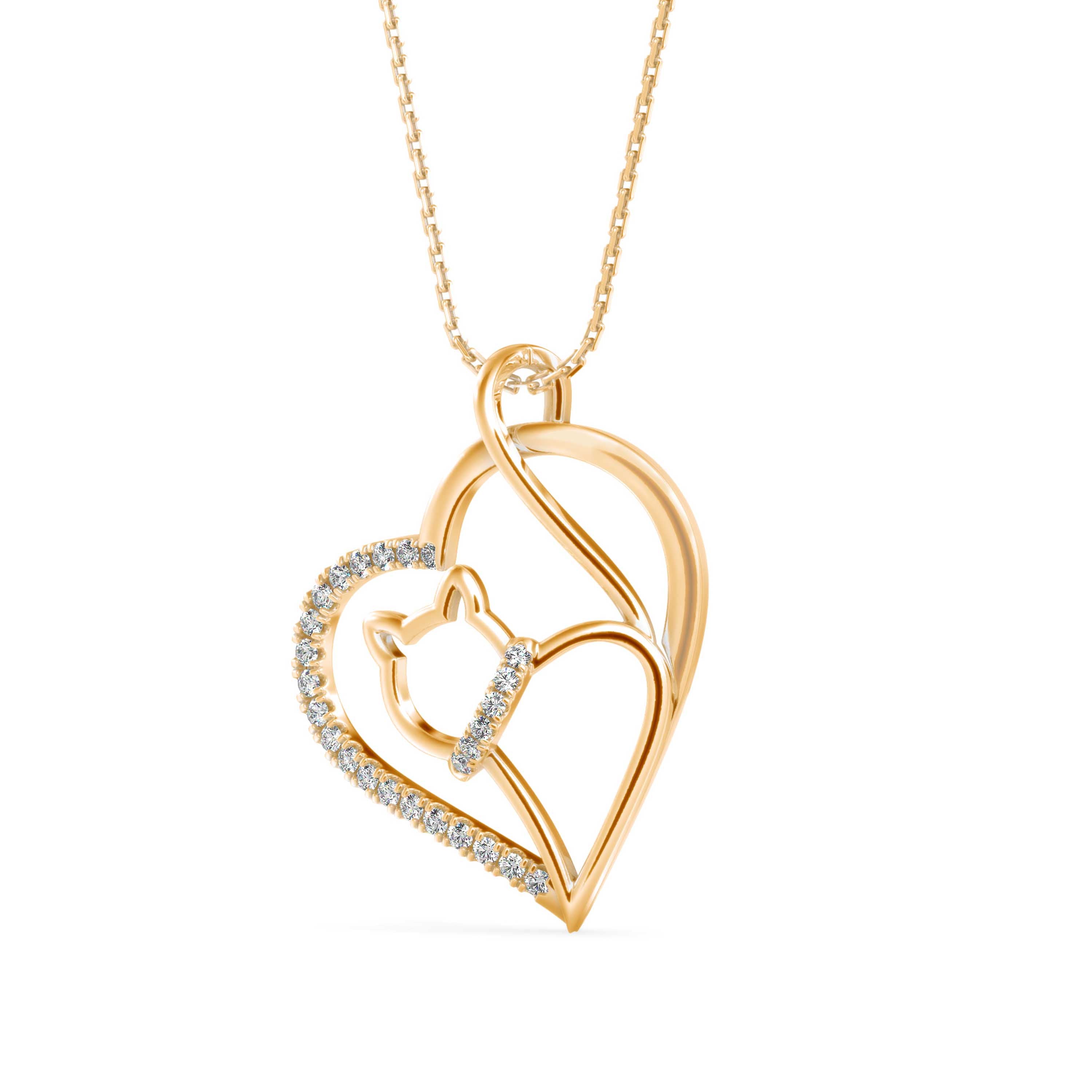 Pawfect Love Cat Diamond Pendant - 1275