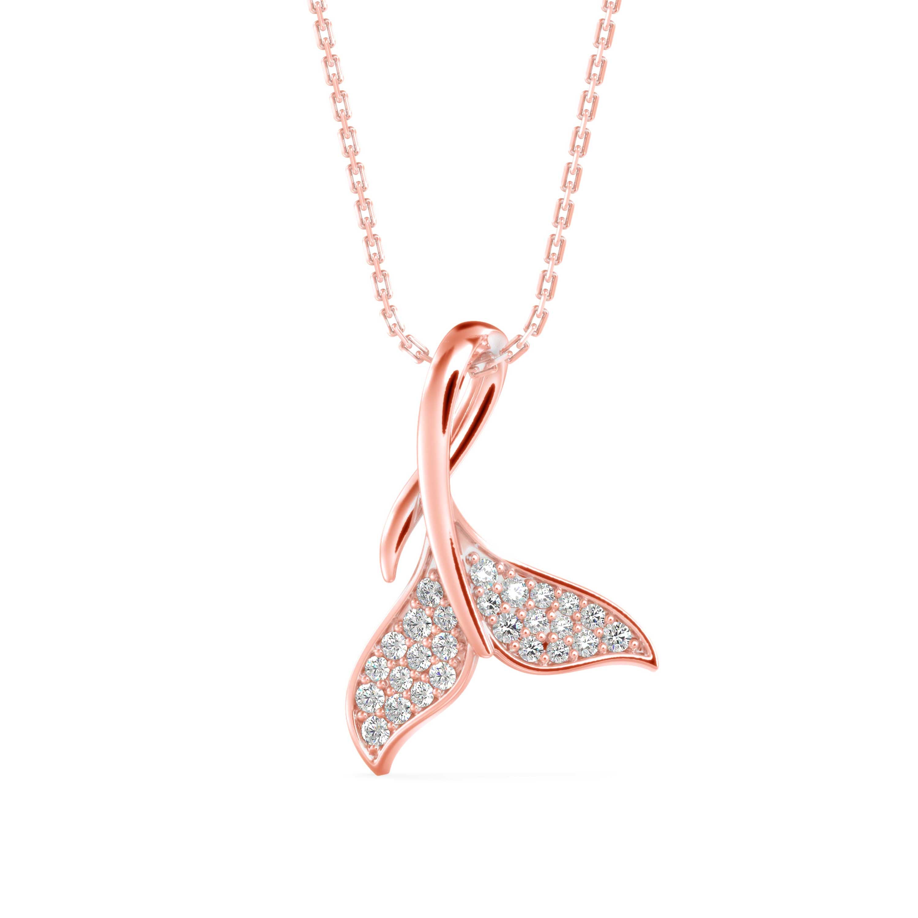 Ocean Grace Whale Tail Diamond Pendant - 1276