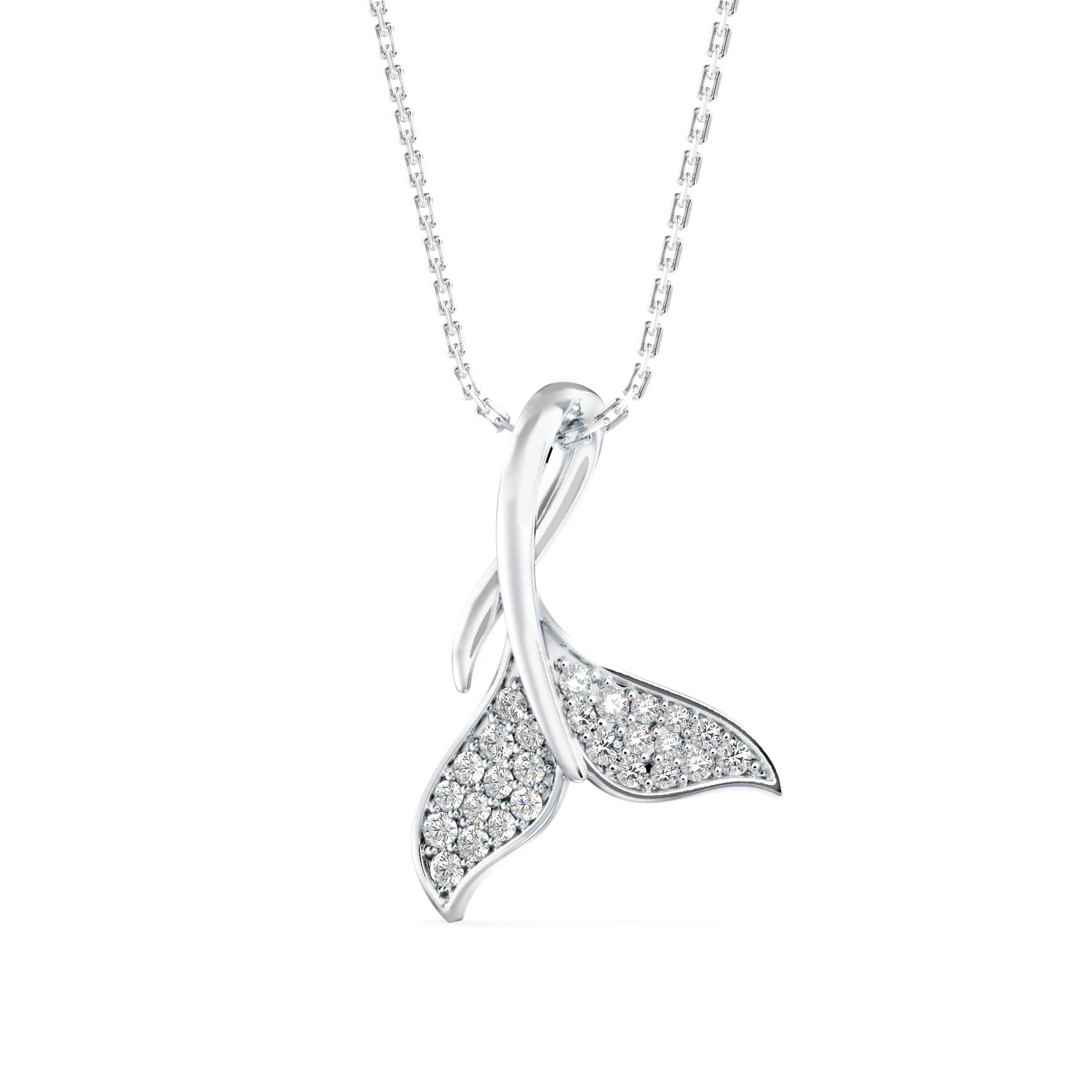 Ocean Grace Whale Tail Diamond Pendant - 1276