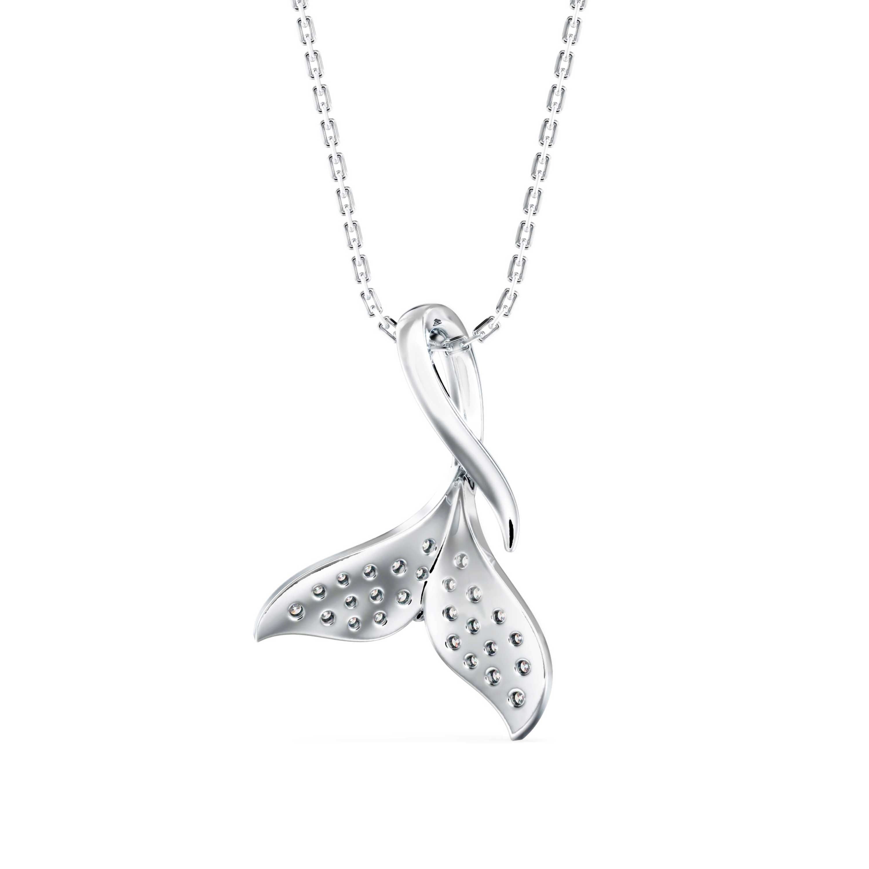 Ocean Grace Whale Tail Diamond Pendant - 1276