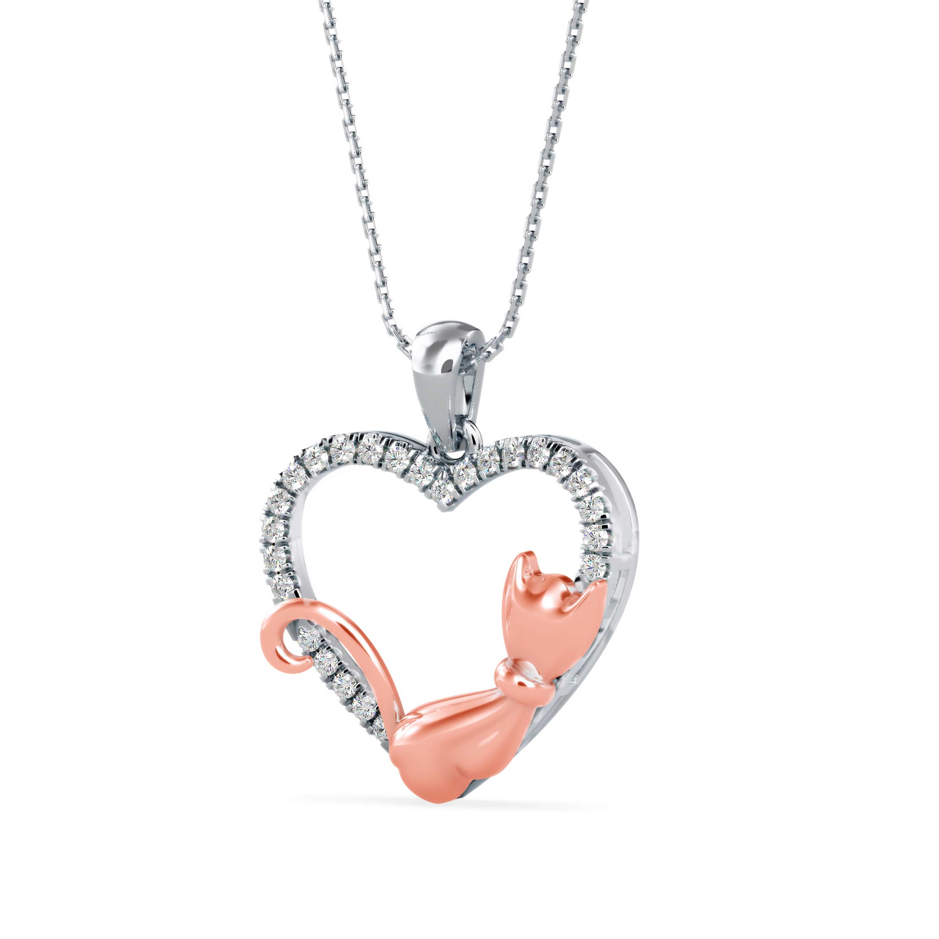 Whiskers & Love Cat-Inspired Heart Pendant - 1278