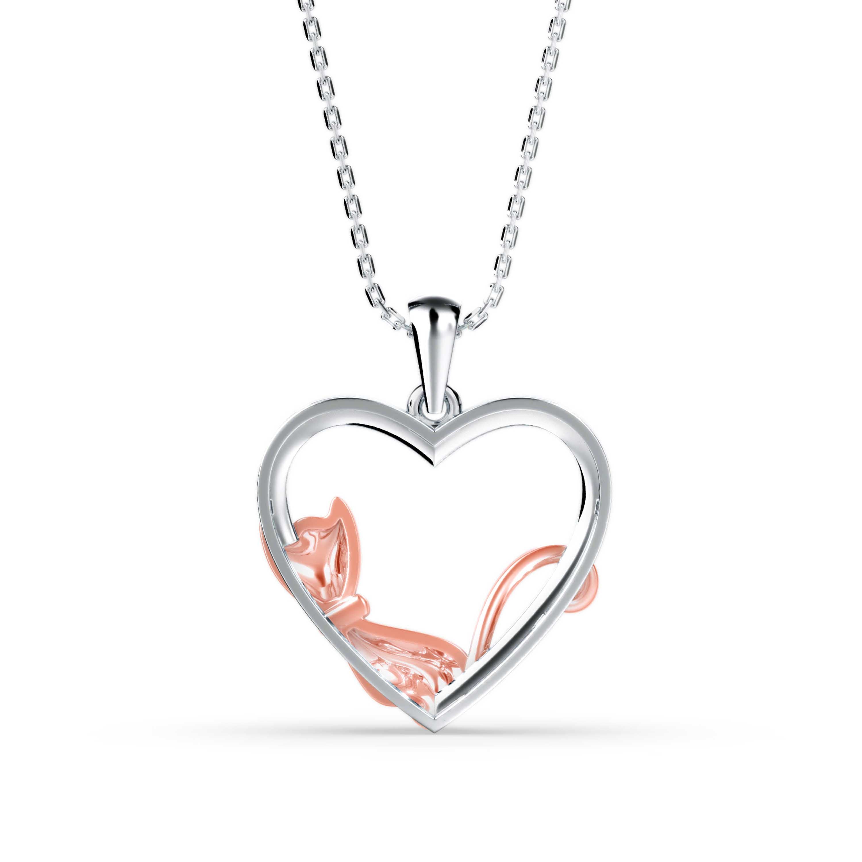Whiskers & Love Cat-Inspired Heart Pendant - 1278