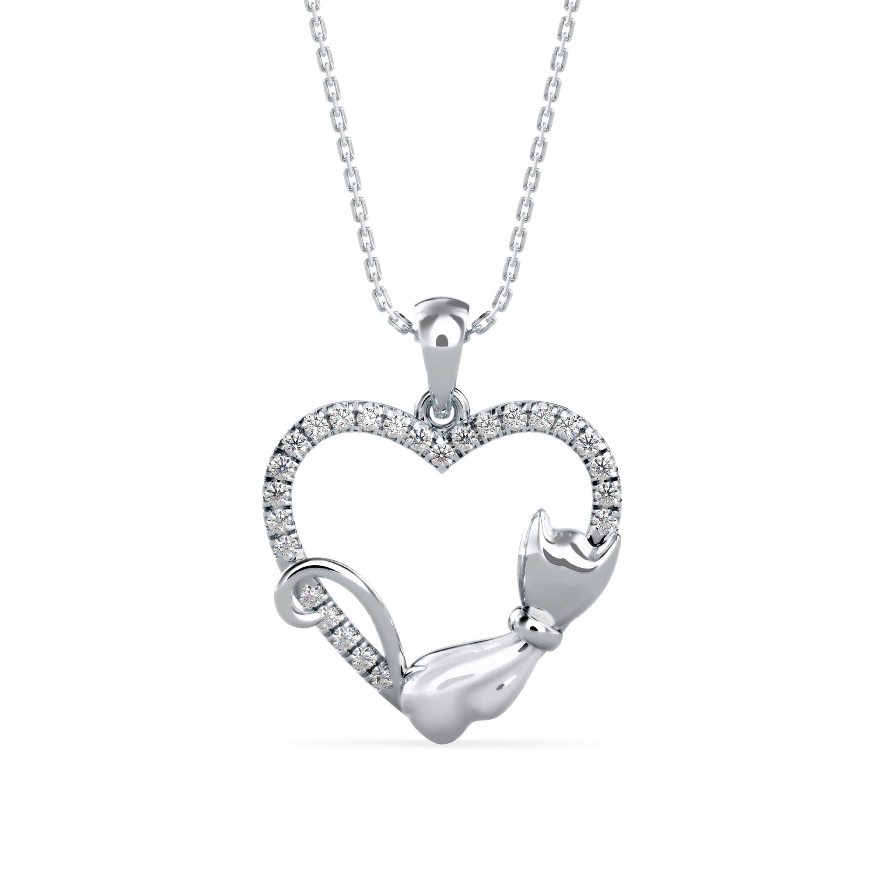 Whiskers & Love Cat-Inspired Heart Pendant - 1278
