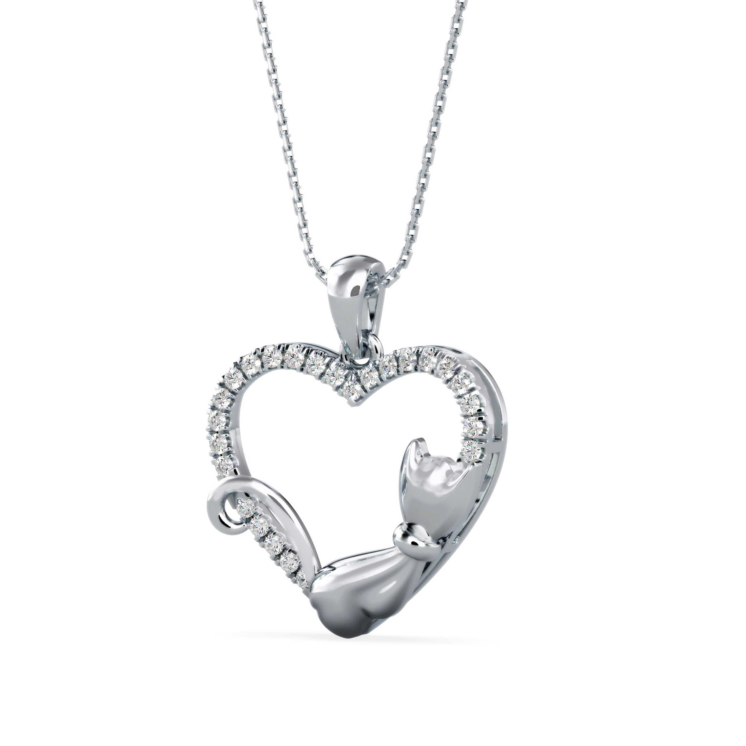 Whiskers & Love Cat-Inspired Heart Pendant - 1278