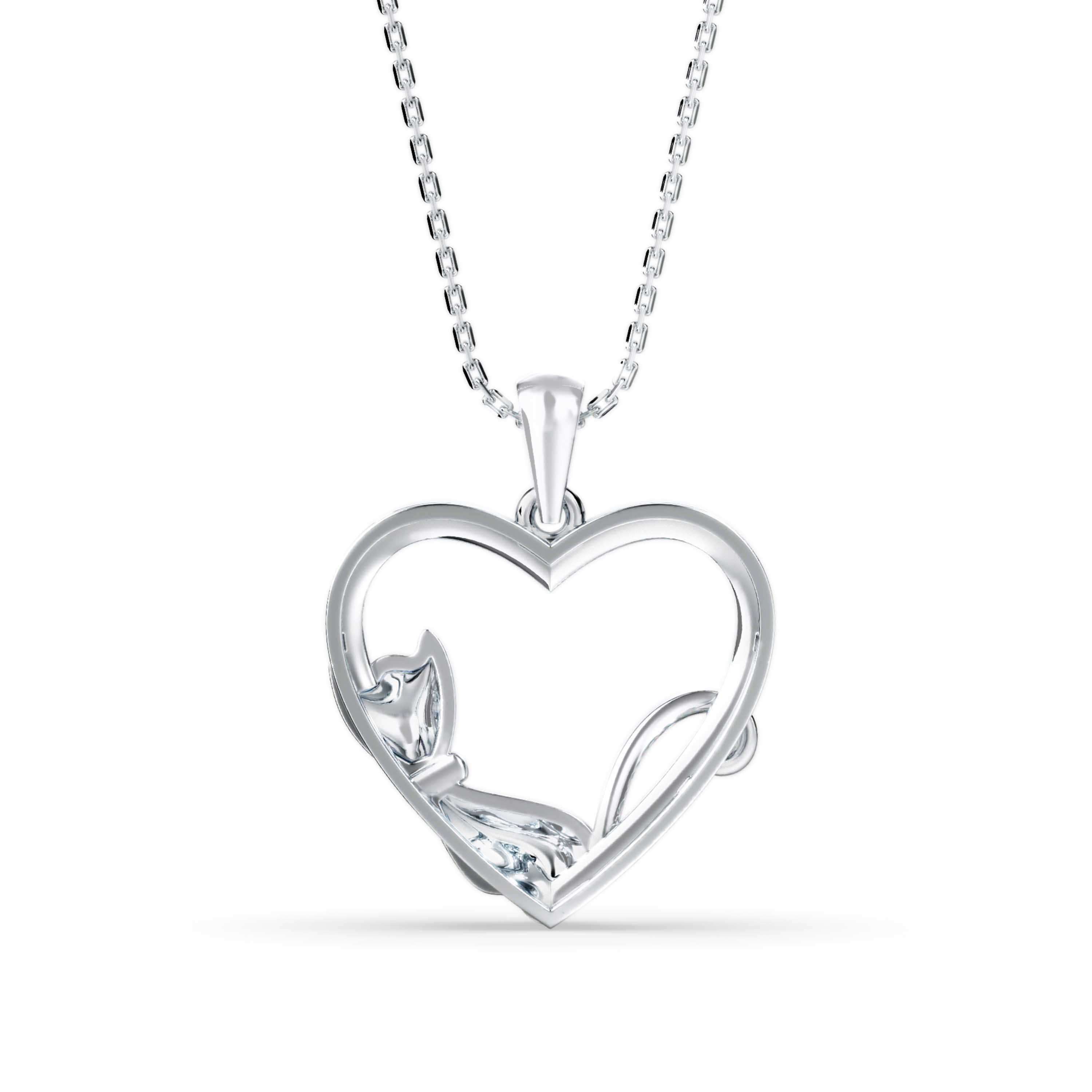 Whiskers & Love Cat-Inspired Heart Pendant - 1278