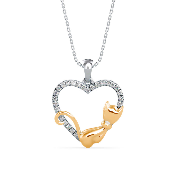 Whiskers & Love Cat-Inspired Heart Pendant - 1278
