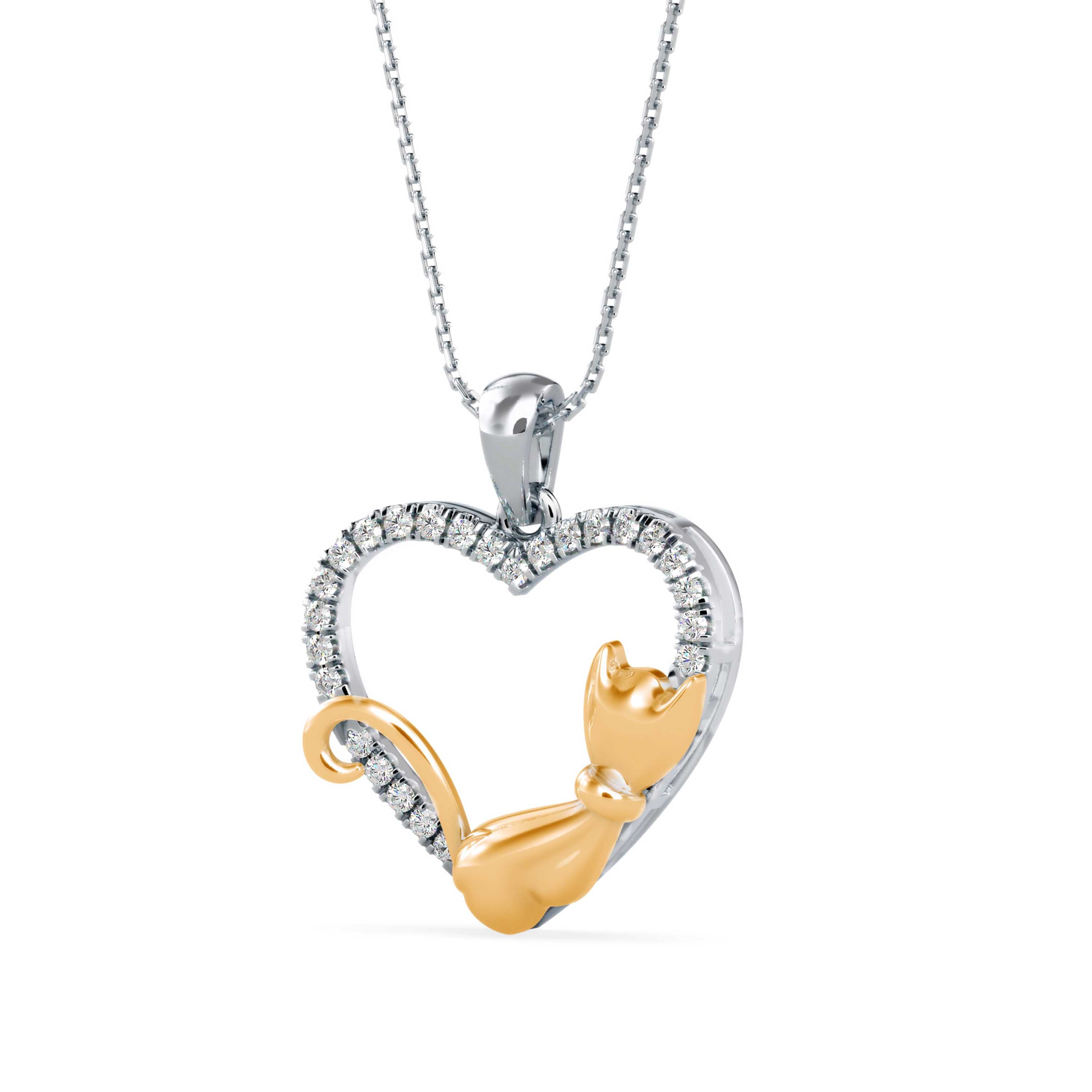 Whiskers & Love Cat-Inspired Heart Pendant - 1278