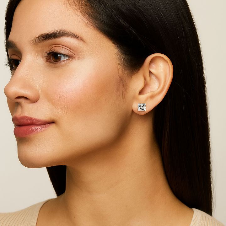 TASA “Midnight Prism” Asscher Diamond Studs - 16041