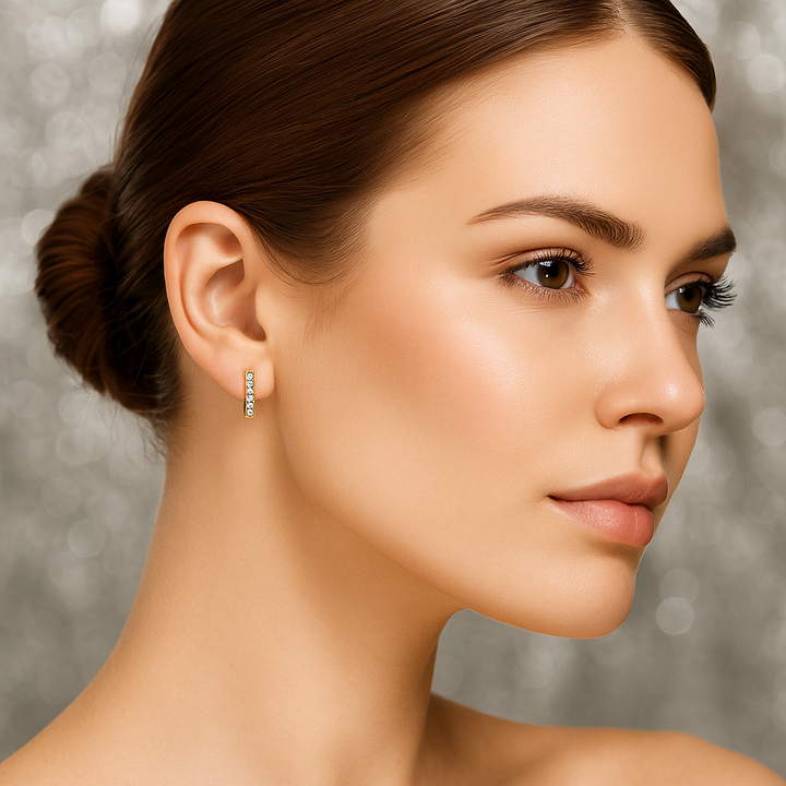 TASA Lumière White Gold Huggie Hoops - 17008