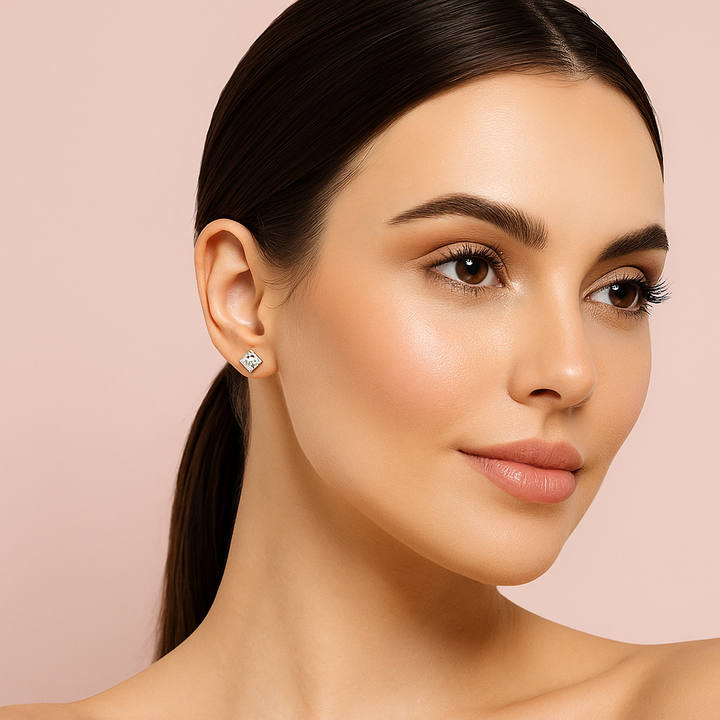 TASA “Celeste Edge” Princess-Cut Diamond Studs - 16036