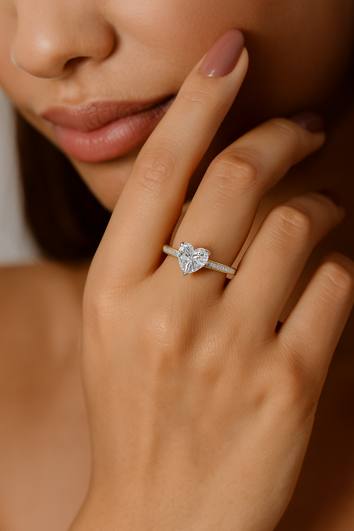 Carat Heart-Shaped Lab-Grown Diamond Halo Ring - 19018