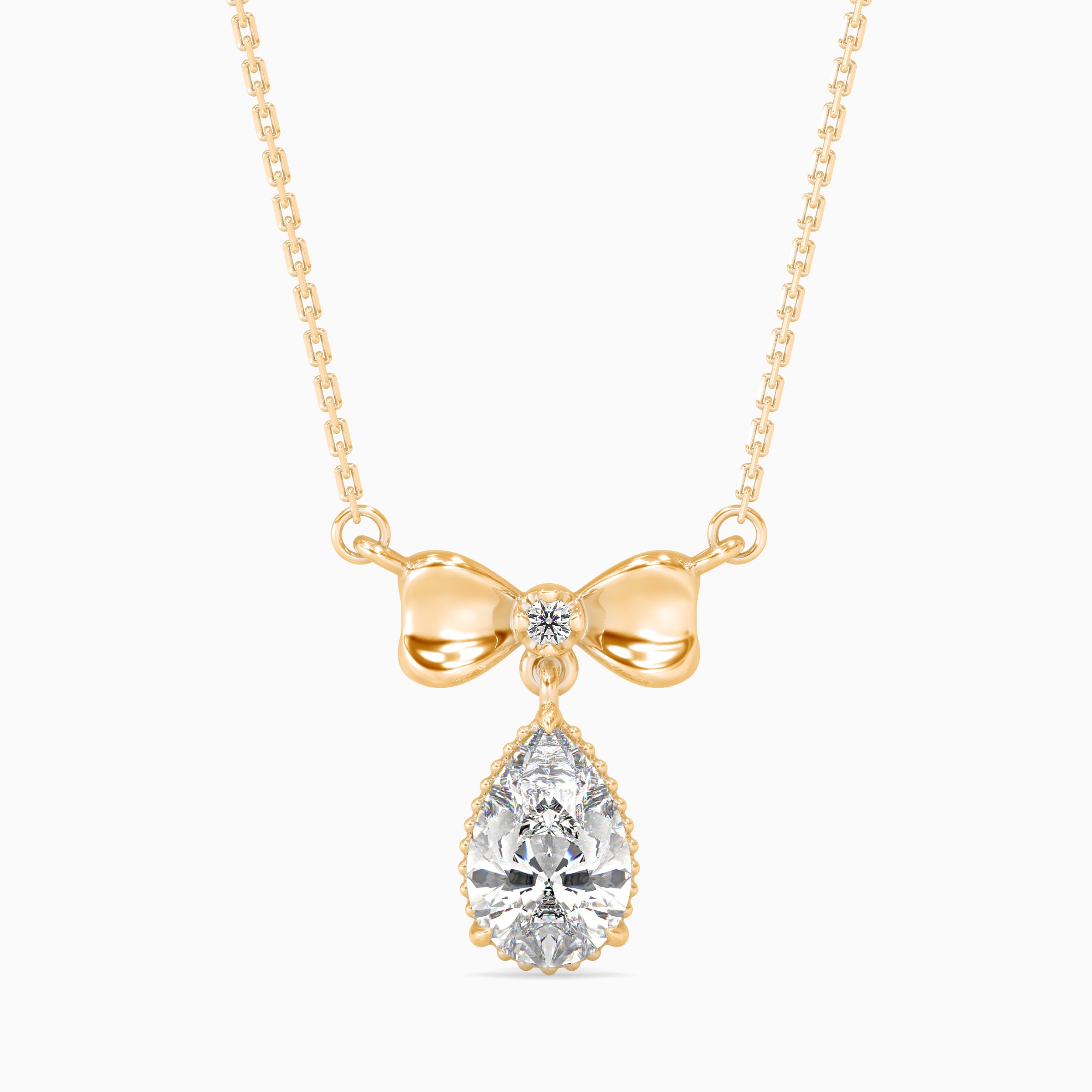 Tasa  Bow & Pear Diamond Drop Pendant - 15021
