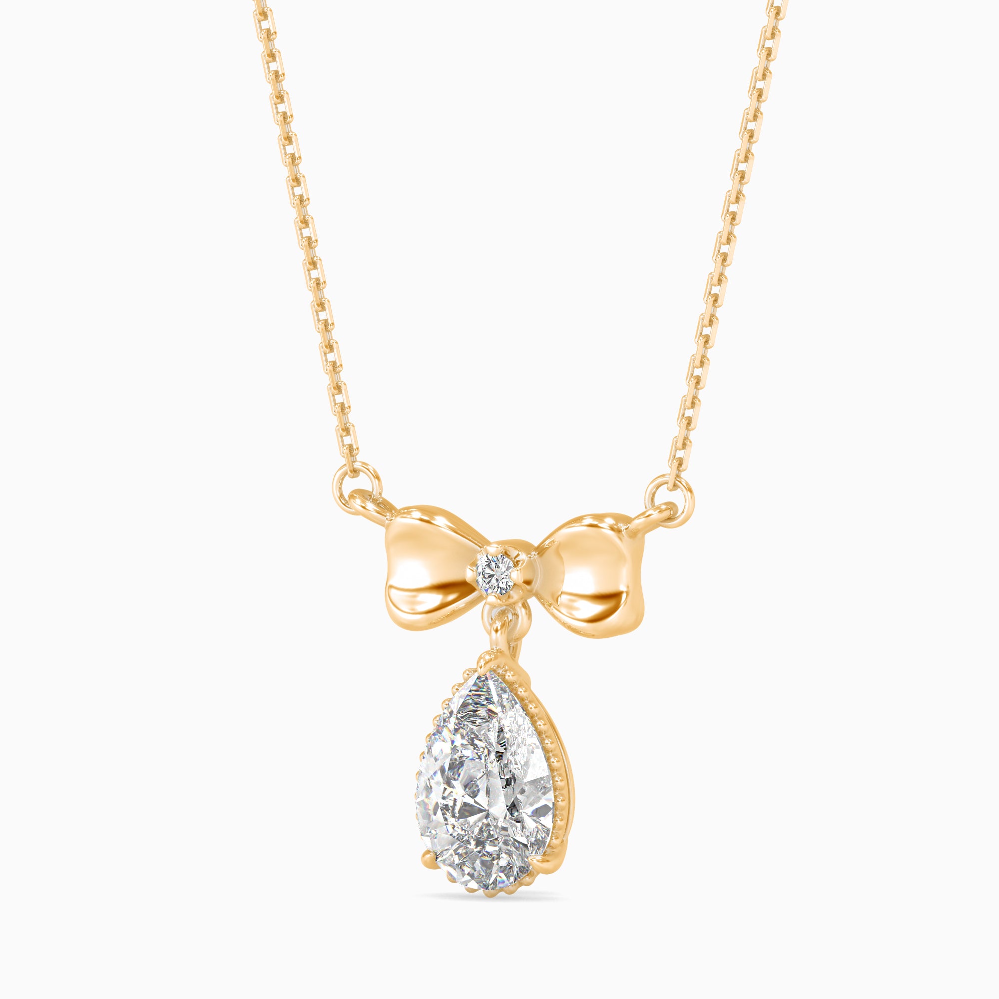 Tasa  Bow & Pear Diamond Drop Pendant - 15021