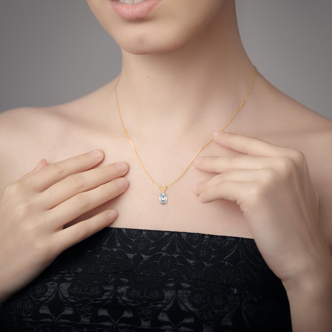 Tasa  Oval Solitaire Diamond Pendant - 15038